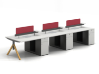 Poste de travail de bureau commercial de luxe pour 4 personnes avec design moderne et panneau de séparation