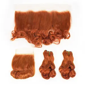 Großhandel brasilia nische Jungfrau Haar verlängerung 8 "Short Super Double Drawn 12A Grade Egg Curly Bundle 13*6 Spitze Frontal & Verschluss