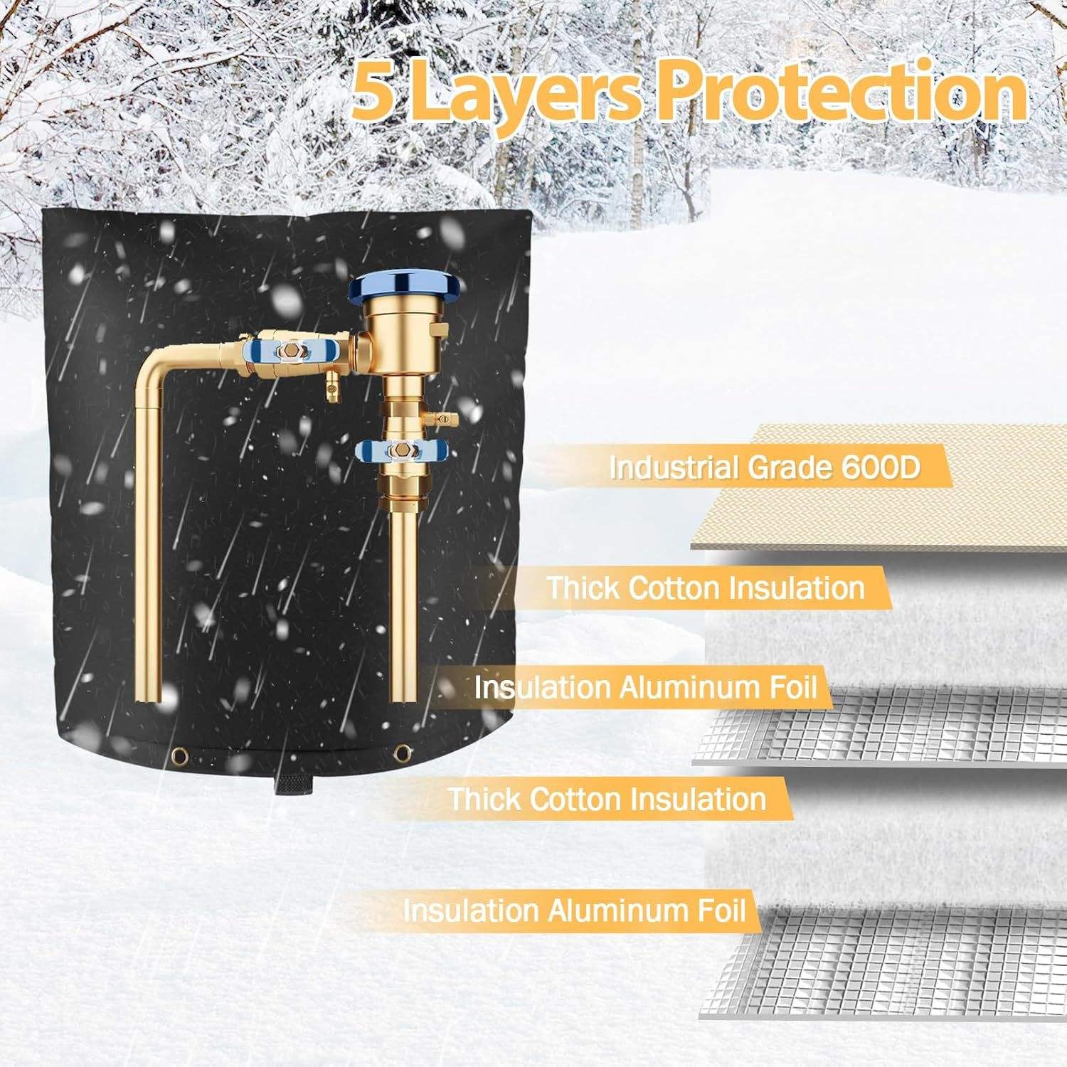 Black Oxford cloth 600D five-layer thermal insulation cover