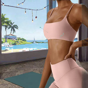 Sujetador deportivo de yoga para mujer al por mayor, con cuello en U, transpirable, ligero, personalizado, de alta sujeción, con logo frontal, de secado rápido - Product Image 3