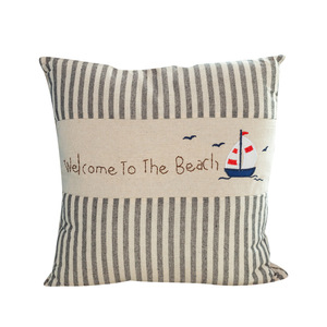 Mediterranean Embroidered <b>Pillow</b> Covers Striped Cotton Linen <b>Square</b> Home Decor Cushion Cases With Inserts - Product Image 4