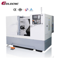 Torno CNC de 3 Ejes con Bancada Inclinada Horizontal GOLDCNC CK360L TMC-8Y, Máquina Fresadora con Control FANUC, Husillo Único, Precio Competitivo