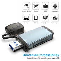 Lector de tarjetas de memoria portátil pequeño universal USB 3,0 a ranura doble SD TD OTG tipo C lector de tarjetas escritor