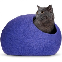 Niche pour chat en laine écologique rayée, taille personnalisable, lavable à la main, rembourrage non amovible
