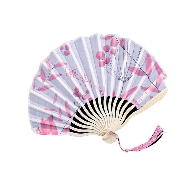 Wholesale Japanese Vintage Flower Wedding Hand Fan Silk Printed Bamboo Folding Handheld Shell Fans for Gifts