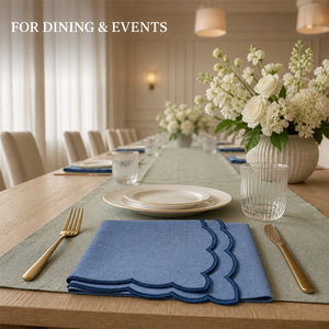 Serviettes de table classiques en coton bleu, faites à la main, teintes unies, rectangulaires, lavables en machine, pour la décoration de table à la maison - Product Image 6