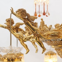 Lustre en cristal de bronze de l'Empire français à 13 lumières Grand lustre d'angle en laiton d'escalier d'hôtel