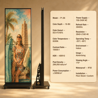 Affichage LED intérieur P1.86, luminosité 1500 cd, 4K HDR10, couleur pleine, 120 Hz, angle de vision 170°, CMS basé sur le cloud, RDM, publicité personnalisée