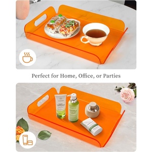 Plateau en acrylique translucide orange, élégant plateau de service pour table basse, cuisine et coiffeuse - Organisateur durable et moderne - Product Image 6
