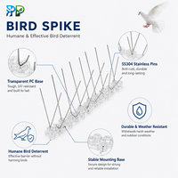Púas Antipájaros de Acero Inoxidable con Base Transparente de PC, Resistentes a la Intemperie, Repelente de Palomas para Techos y Vallas