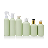 Bouteille de lotion en plastique vide personnalisée, ronde, verte, en HDPE écologique, 250 ml, avec bouchon à clapet, pour shampoing et après-shampoing