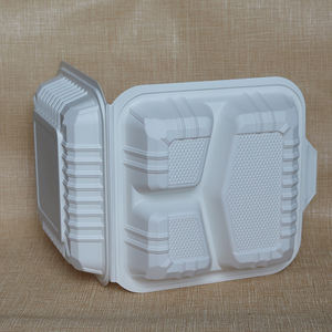 Contenedor de Alimentos Desechable Ecológico y Biodegradable de Almidón de Maíz con Bisagras de 6/8/9 Pulgadas, Loncheras <span class=keywords><strong>para</strong></span> Llevar con 3 Compartimentos - Product Image 5