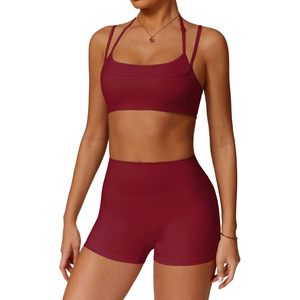 Two Piece Workout <b>Set</b> Women Sports Bra High Waist Scrunch Butt Shorts Yoga Gym Athletic Clothes Spandex Polyester - Product Image 1