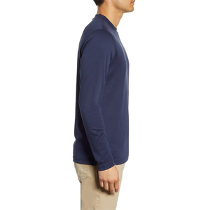 Wellone a buon mercato alla rinfusa in bianco semplice serigrafia personalizzata 100% in cotone pettinato maglietta a maniche lunghe da uomo blu scuro - Product Image 3