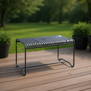 Panca da Giardino in Acciaio Grigio L130*P80*H79cm, Arredo Esterno Minimalista Moderno, Resistente, 2 Posti - Product Image 2