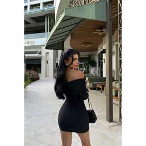 <b>Black</b> Ruffle Detail <b>Club</b> Mini <b>Dress</b> - Product Image 1