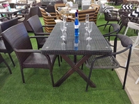 Meubles de jardin de haute qualité pour patio, restaurant, extérieur, chaise et table à manger en rotin plastique, 4 places, tissage durable