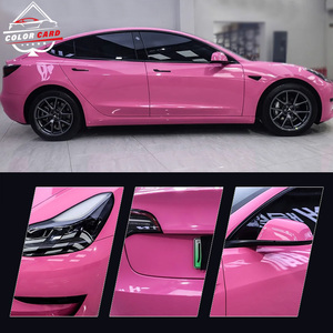 Rouleau de vinyle PET rose ultra brillant avec changement de couleur Autocollants pour voiture Bâton sec Film d'emballage pour voiture Films de voiture à dégagement d'air - Product Image 2