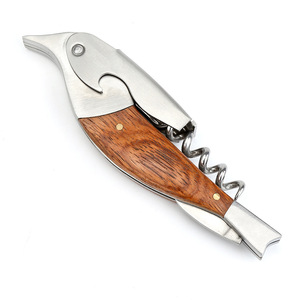 Factory wholesale new stainless steel multi-functional bottle opener with wooden handle for kitchens, <b>wine</b> opener, beer opener. - Product Image 5