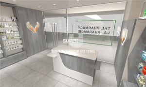 Estantería clásica de vidrio gris para pared de farmacia, <span class=keywords><strong>Centro</strong></span> de Medicina personalizado, muebles de diseño Zigzag - Product Image 5
