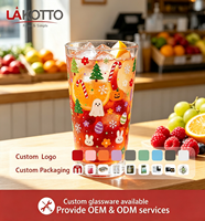 LAKOTTO 460ml Glazen Tumbler Klassiek Design Draagbaar Voedselveilig Fruit Aardbei Citroen Decal Aangepast Patroon voor Ontbijt Picknick