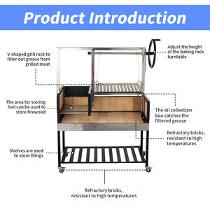 HDL24 Parrilla <span class=keywords><strong>Argentina</strong></span> Independiente de Carbón con Asador, Barbacoa Brasero - Product Image 3