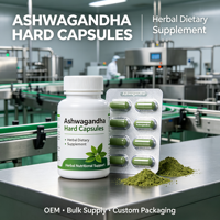 Complément Nutritionnel Végétalien/Gélifié Sans Sucre à Base d'Extrait de Racine d'Ashwagandha Composé pour Adultes, Mélange Multi-Plantes en Capsules Dures