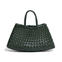 Sacs à main de luxe pour femmes, nouveaux sacs en cuir de vachette souple tissé avec deux sangles, grande capacité, style décontracté
