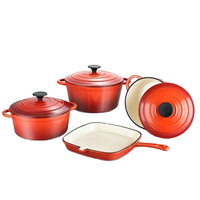 Poêle à double poignée écologique en fonte émaillée antiadhésive, compatible four et induction, lavable au lave-vaisselle, pour la cuisine domestique (lot de 4)