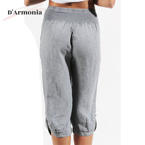 Shorts décontractés pour femmes de style italien, nouvelle mode, couleur unie, coupe slim pour l'été, taille élastique, devant plat - Vente en gros - Product Image 3