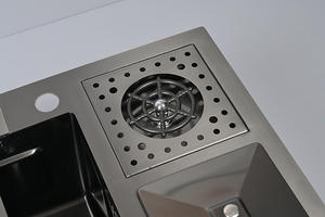 Lavabo antiarañazos Fregadero de cocina 304 Acero inoxidable Negro Tazón único con cubo de basura Cocina Lavadero - Product Image 3