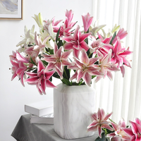 Doppelblüten Handgefertigte Künstliche Lilien Plastikschaum Moderne Blumenarrangements Rosa Weißer Blumenstrauß für Hochzeiten