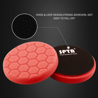 SPTA 1 pièce 5 pouces 125mm T20 Hex-Logic Rouge Tampon de polissage de finition pour polisseuse de voiture, pour le polissage, le lustrage et la cirage