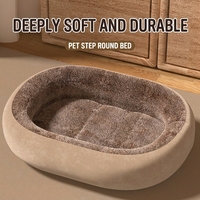Lit pour chat ovale de luxe universel quatre saisons, grand, fermé, épaissi pour l'hiver, en polyester solide, amovible et lavable, pour petit chien