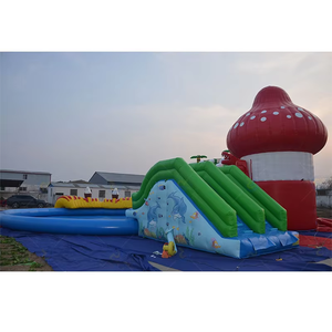 <span class=keywords><strong>Parc</strong></span> aquatique gonflable avec toboggans, pays <span class=keywords><strong>des</strong></span> <span class=keywords><strong>merveilles</strong></span> aquatiques avec champignon rouge en pièce maîtresse pour les événements de forêt magique - Product Image 4