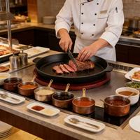 Piring Sajian Besar Tebal dari Besi Cor Tahan Lama, Peralatan Masak Teppanyaki, Wajan Datar dengan Dua Pegangan, Mudah Dibersihkan, Wajan Panggang Barbekyu