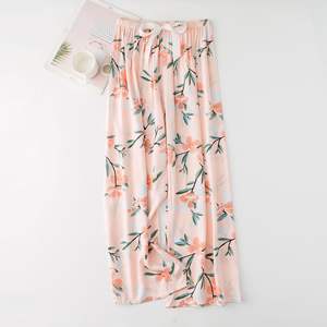 <span class=keywords><strong>Pantalon</strong></span> de pyjama en coton et soie <span class=keywords><strong>ample</strong></span> à taille élastique à imprimé floral vintage respirant pour femmes enceintes, nouveauté été - Product Image 4