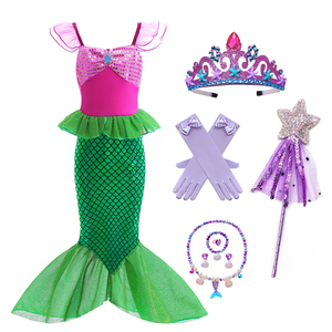 Costume da Principessa Sirenetta Rosa per Bambine, per Feste di Compleanno e Halloween, con Accessori, 3-10 Anni - Product Image 2