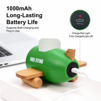 Veilleuse LED en bois en forme d'avion, rechargeable par USB, RGB, à intensité variable, lampe d'ambiance avec contrôle par hélice rotative, logo personnalisé, OEM, vente en gros