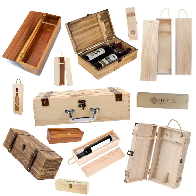 공장에서 나무 싱글 튜브 와인 상자와 나무 더블 튜브 와인 상자의 다양한 스타일 도매