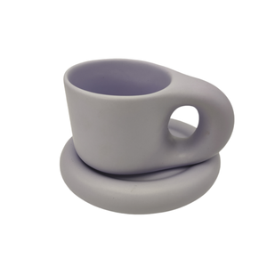 Ceramic Manufacturer New Arrival 10.oz Fat <b>Mug</b> Cute Chubby Cups Couple <b>Coffee</b> <b>Mug</b> and Saucer Ceramic Water Cup Tea <b>Sets</b> - Product Image 2