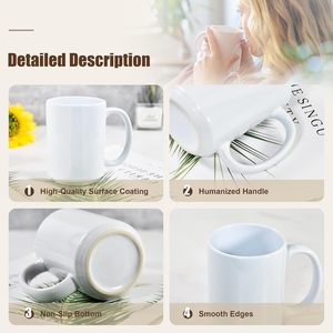 Taza de Cerámica para Sublimación HTPmart de 15 oz con Tapa de Bambú y Cuchara de Acero Inoxidable, Taza de Café con Logotipo Personalizado y Caja Blanca para Té, Leche - Product Image 5