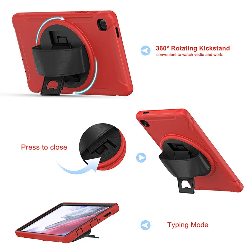 Casing Tablet Hibrida TPU Berdiri Berputar 360 untuk Samsung Galaxy Tab A7 LITE Casing Tablet Berdiri Tahan Benturan Pelindung 8.7 Inci