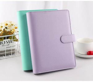 Custom Macaron PU Leather 6 Anéis Pasta Espiral A6 A5 Notebook Pasta Agenda Planner Organizador Jornal Papelaria - Product Image 3