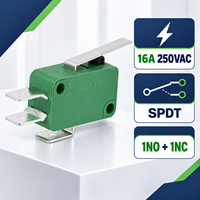 Micro-interrupteur SPDT 16A 250VAC 1NO 1NC à levier long à action rapide pour équipement industriel
