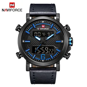 NAVIFORCE 9135 watches for men original countdown alarm chronograph sport men watch luxury navy blue wristwatches