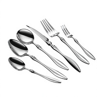 Ensemble de couverts en acier inoxydable 304 de style français moderne et minimaliste, couteau, fourchette, cuillère, finition miroir haute brillance, pointe effilée