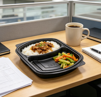HYX-002 Contenant alimentaire jetable en plastique à 2 compartiments avec couvercle transparent pour nouilles, sushis et hamburgers