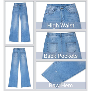 Jean baggy pour <span class=keywords><strong>femme</strong></span> style urbain, coupe harem, jambe large, en modal/coton, décontracté, évasé, délavé moyen - Product Image 6