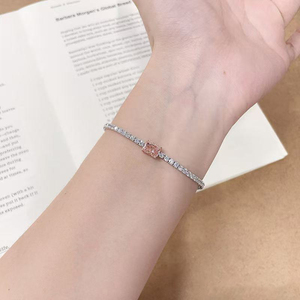 Bracelet tennis en diamant <span class=keywords><strong>rose</strong></span> cultivé en laboratoire, or <span class=keywords><strong>rose</strong></span> et blanc 18 carats, serti pavé, bracelet en diamant coloré pour femme, bijoux de luxe, cadeau - Product Image 4